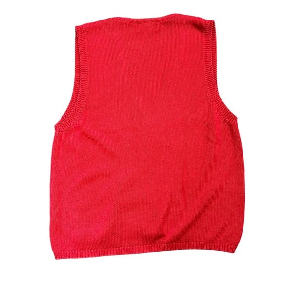 Vintage Eddie Bauer Womens M Red Sweater Button Vest Embroidered Cottagecore y2k - Picture 10 of 15